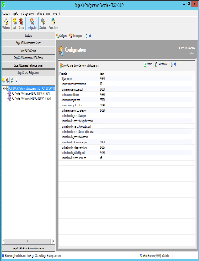 Sage X3 Java Bridge Server component