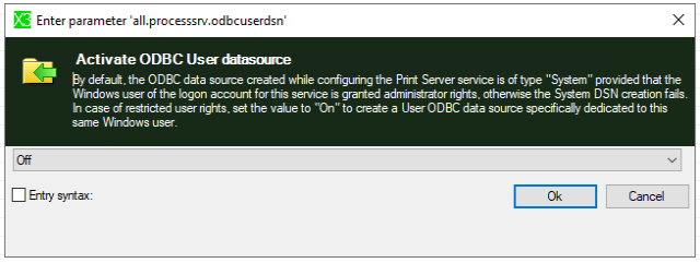 Print Server : User DSN activation