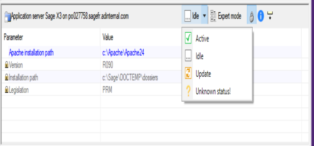 Setup entry panel status