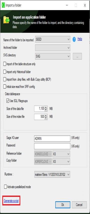 Import parameters