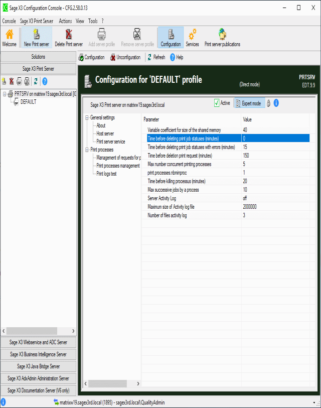 Configuration of Print processes