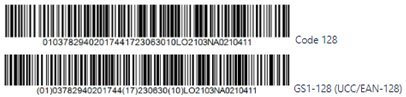 Examples of 1D linear barcodes