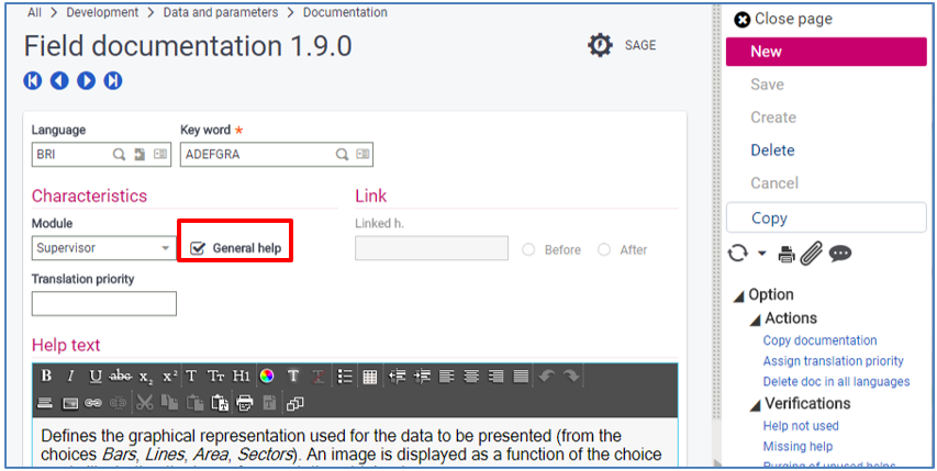 Field help documentation