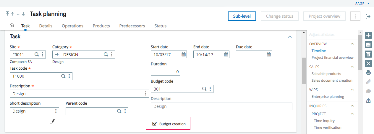 Project budgets