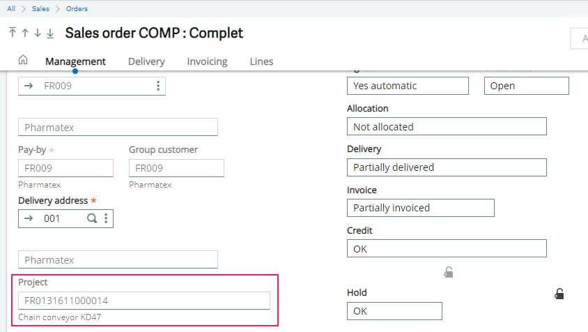 Project integration with other Sage X3 modules