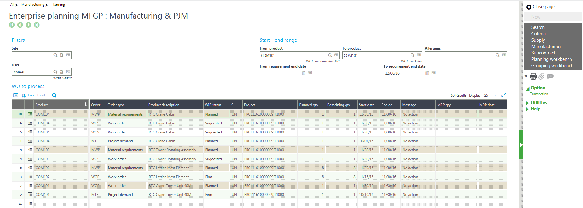 Project integration with other Sage X3 modules