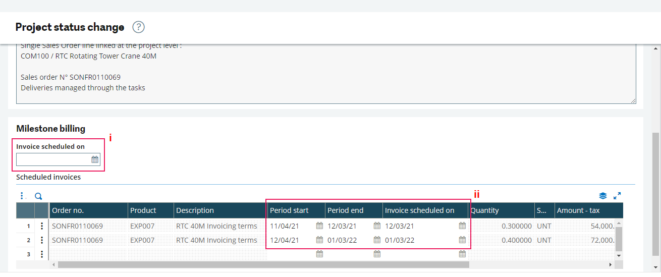 Project billing