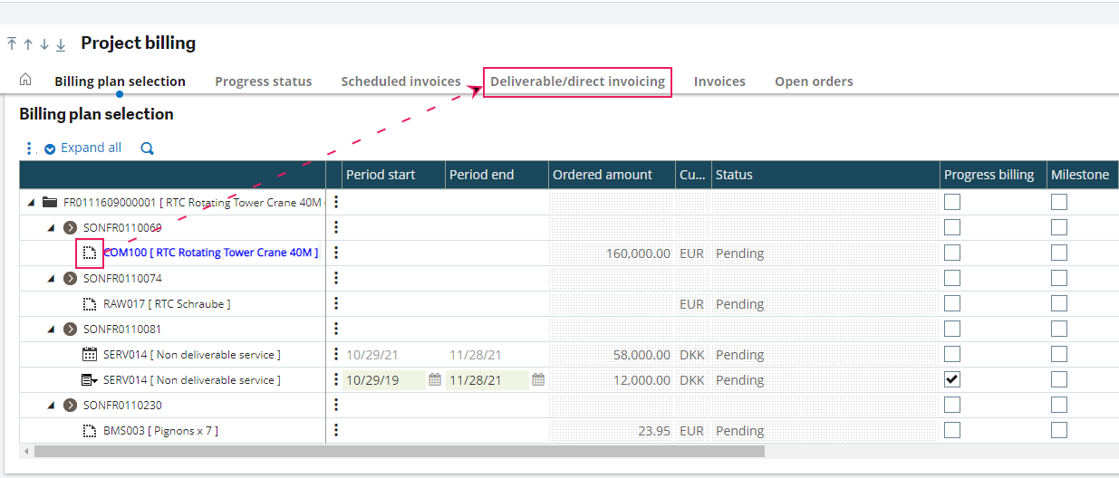 Project billing