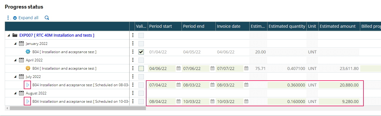Project billing